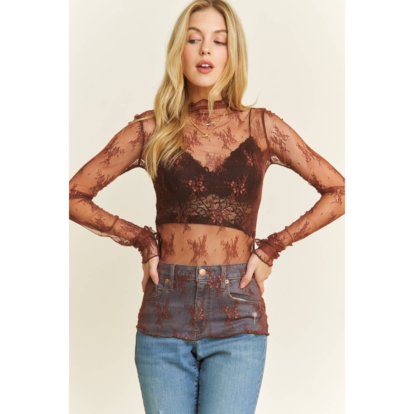 Black lace essential top