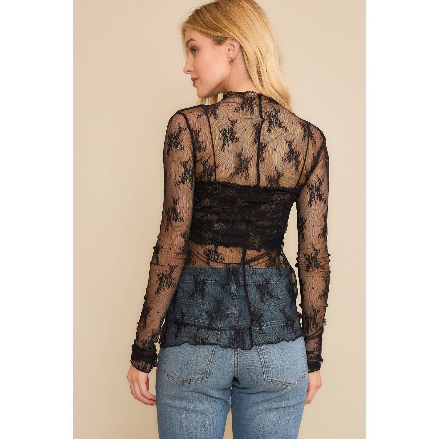 Black lace essential top