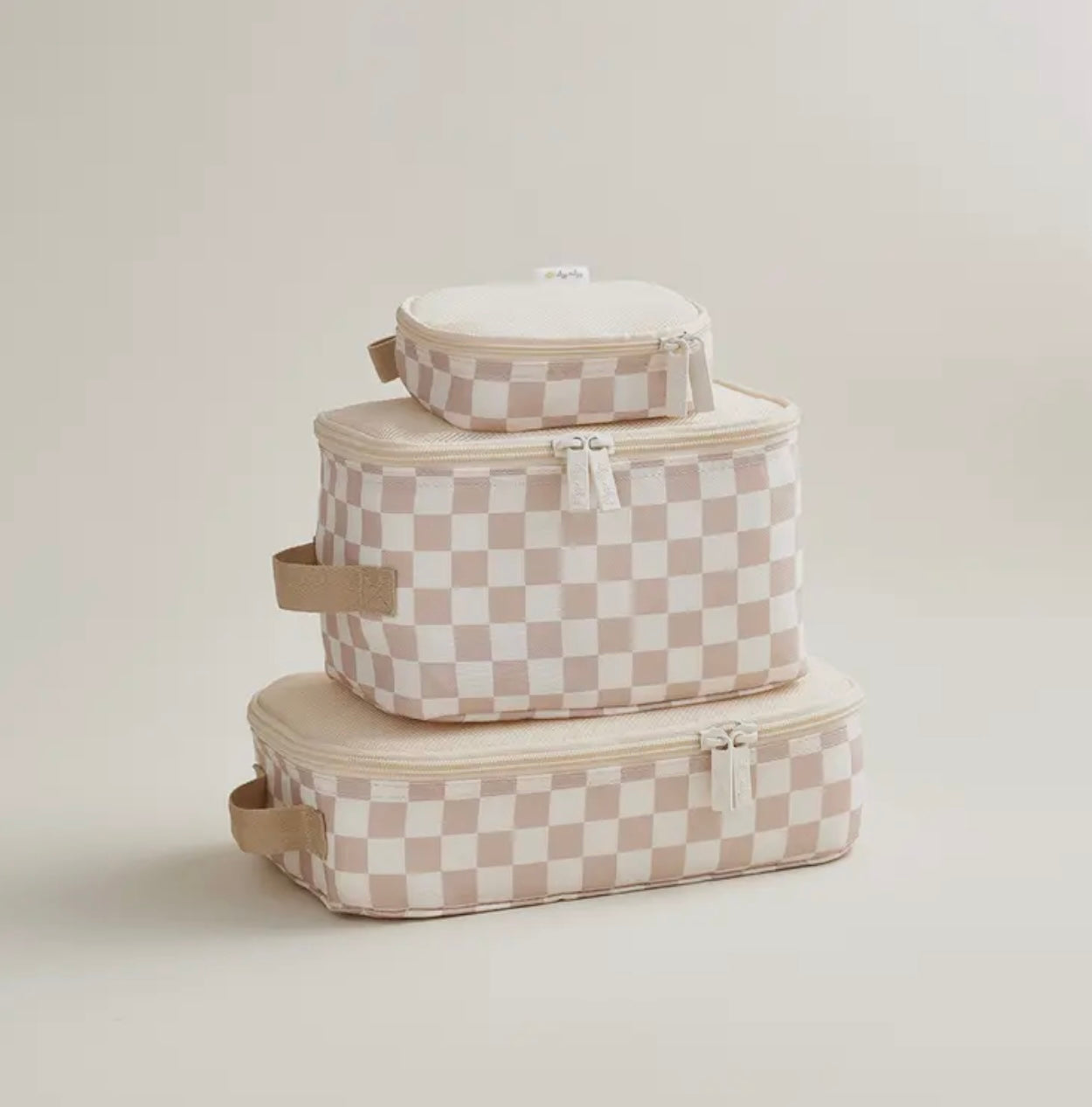 Taupe Checkerboard Packing Cubes