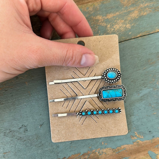 Turquoise hair pins